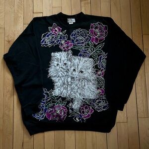 Glitter Kitty Black Sweatshirt